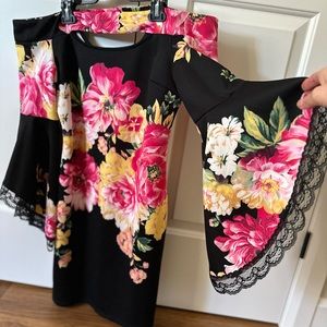 Spring off the shoulders mini dress with bell sleeves